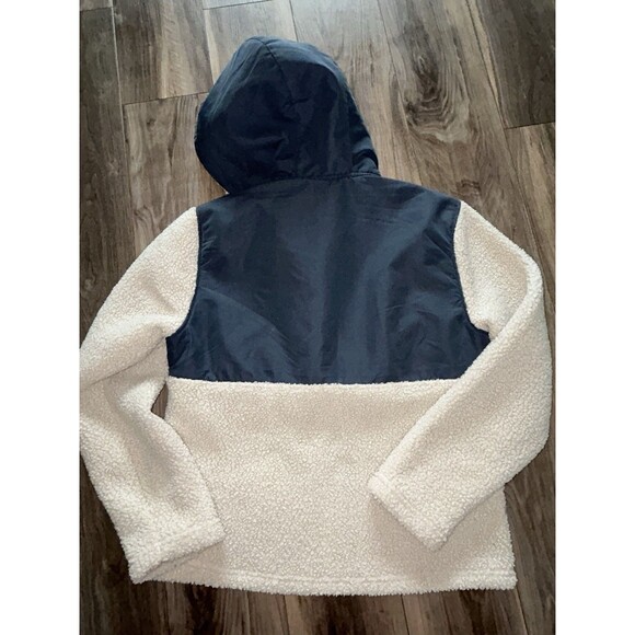 HURLEY Bone/navy HALF ZIP SHERPA ANORAK HOODIE SHIRT JACKET MENS S - Picture 4 of 4
